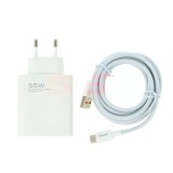 Incarcator Retea Fast Charge 55w USB A cu Cablu USB A la USB Tip C TRANYOO T-EU3C