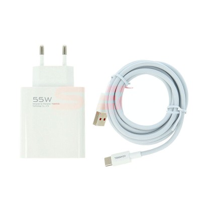 Incarcator Retea Fast Charge 55w USB A cu Cablu USB A la USB Tip C TRANYOO T-EU3C foto