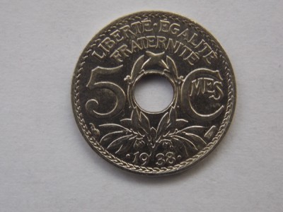 5 CENTIMES .1938. FRANTA-XF foto