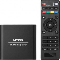 4Media Player cu telecomandă, player digital MP4 pentru HDD de 8 TB/ unitate USB/ card TF/ H.265 MP4 PPT MKV AVI Suport HDMI/AV/Optical Out și USB Mou