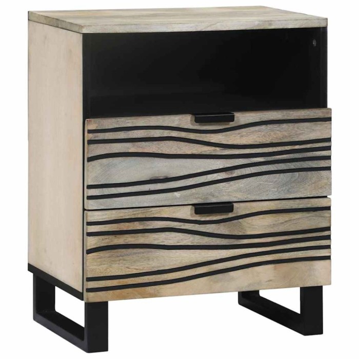 vidaXL Dulap de noapte cu sertar Alb și negru 50 x 33 x 60 cm