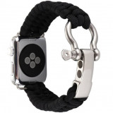 Cumpara ieftin Curea iUni compatibila cu Apple Watch 1/2/3/4/5/6/7, 40mm, Elastic Paracord, Rugged Nylon Rope, Black