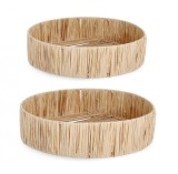 Cumpara ieftin Set 2 tavi decorative iarba mare natur Bagan 30x8 cm, 37x9.5 cm