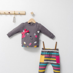 Set 2 piese cu bluzita si pantalonasi pentru fetite Colorful autum, Tongs baby (Culoare: Albastru, Marime: 9-12 luni)