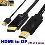 Cablu convertor HDMI 2.0 tata la DisplayPort 1.2 mama, 4K 60Hz, 1.8m