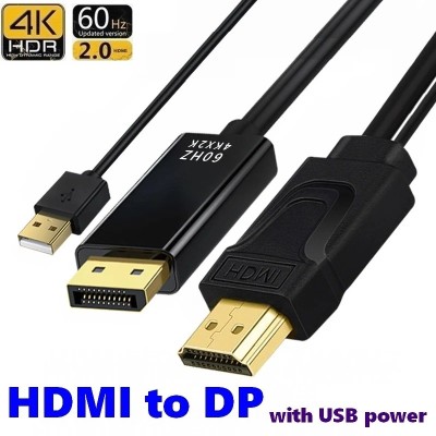 Cablu convertor HDMI 2.0 tata la DisplayPort 1.2 mama, 4K 60Hz, 1.8m foto