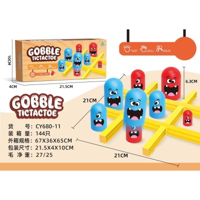 Joc Gobble Tic Tac Toe, Flippy, 18 Piese Albastre si Rosii, Accesorii foto