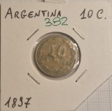 382 Argentina 10 centavos 1897, KM#35, buna, America Centrala si de Sud