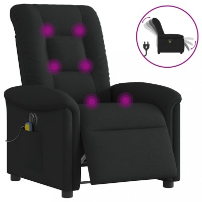 vidaXL Fotoliu electric de masaj rabatabil, negru, textil foto