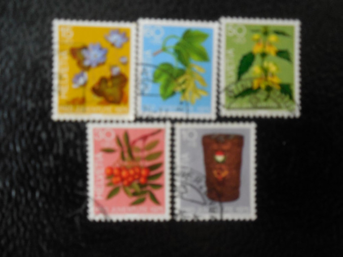 Serie timbre flora flori plante Elvetia stampilate