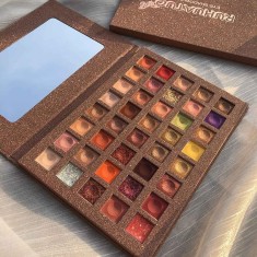 Paleta de farduri cu 40 de culori pigmentate, Maro cu sclipici, Flippy foto