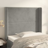 VidaXL Tăblie de pat cu aripioare gri deschis 103x16x118/128cm catifea 3119482