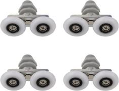 Set 4 role dus, Aluminiu/ABS, 25 x 6 mm, Gri/Alb