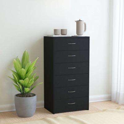 vidaXL Dulap cu 6 sertare, negru, 50x34x96 cm, lemn prelucrat 800667 foto