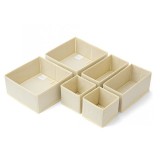 Organizator pentru Sertar, 3 Marimi, pentru Lenjerie, Tricouri, Sosete, 6 Piese, Pliabil, Stivuibil, din Tesatura, Alb