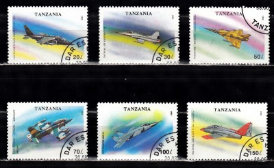 A12 S6 4 - Timbre foart vechi - Tanzania - aviatie - avioane militare de vanatoare foto