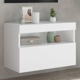 vidaXL Comodă TV de perete cu lumini LED, alb, 60x30x40 cm