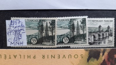 1957-Franta YT=1118-1119 3 val. c set MNH foto