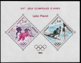Monaco 1980 - Sport, Jocurile Olimpice Lake Placid, hochei, slalom, bloc 2 valori, dantelate MNH, Mi.1419-1420 SD (bl.12)