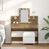 VidaXL Masă de toaletă cu LED, stejar artizanal, 100x40x130 cm