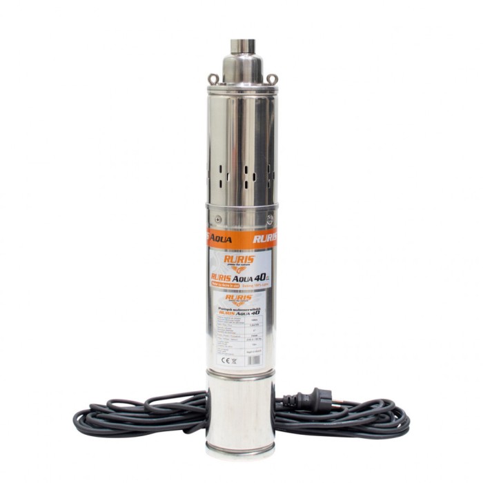 Pompa submersibila apa curata de adancime Ruris Aqua 40,corp inox, 750 W, 30 l/min debit apa, 100 m inaltime refulare, 15 m adancime absorbtie