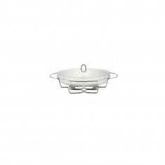 Vas termorezistent oval, 3L, chafing dish cu lumanare, incalzitor pentru mancare,capac inox, Kinghoff