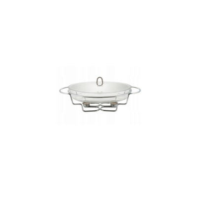 Vas termorezistent oval, 3L, chafing dish cu lumanare, incalzitor pentru mancare,capac inox, Kinghoff foto