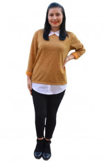 Bluza Ania casual-bussines din tricot ,nuanta de mustariu foto