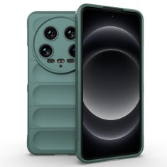Husa pentru xiaomi 14 ultra, antisoc, margini cu striatii, design minimalist, green foto