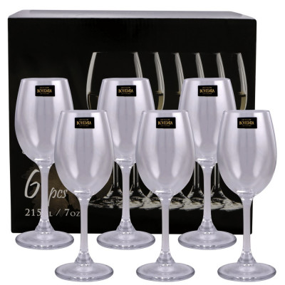 Set 6 pahare cristal vin alb Klara Bohemia, 215 ml foto