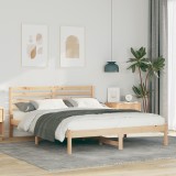 VidaXL Cadru de pat cu headboard Maro 150 x 200 cm Lemn de brad solid