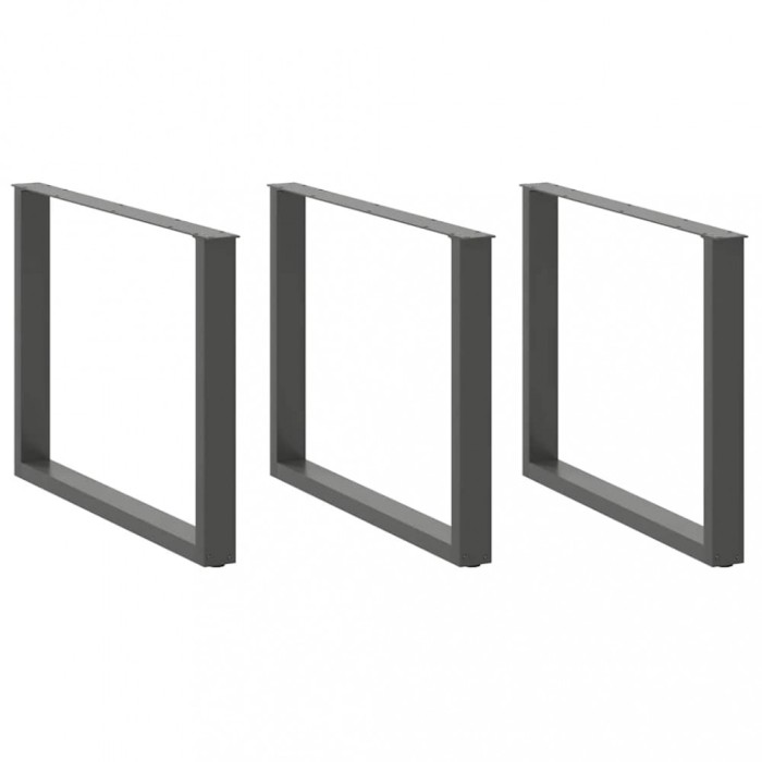vidaXL Picioare de masă &icirc;n formă de U, 3 buc., antracit, 100x(72-73) cm, oțel