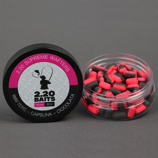 Wafters 2.20 Baits Supreme, Roz - Negru, Capsuna &amp; Ciocolata, 10mm, 50ml