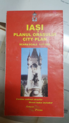Iași, Planul orașului , Scara 1:13 000, Cu indexul străzilor, Hartă color, 1999 foto