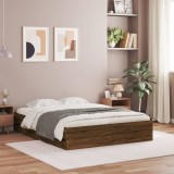 VidaXL Cadru pat cu sertare, stejar maro, 135x190 cm, lemn prelucrat