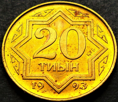 Moneda 20 TYIN - KAZAHSTAN, anul 1993 * cod 5233 A - monetaria ҚҰБ = UNC foto
