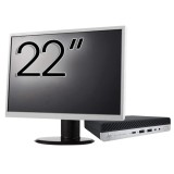 Pachet Calculator Second Hand HP EliteDesk 800 G5 Mini PC, Intel Core i5-9500T 2.20 - 3.70GHz, 8GB DDR4, 256GB SSD + Monitor 22&amp;quot; NewTechnology Me
