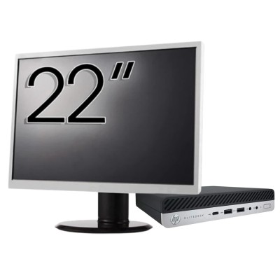 Pachet Calculator Second Hand HP EliteDesk 800 G5 Mini PC, Intel Core i5-9500T 2.20 - 3.70GHz, 8GB DDR4, 256GB SSD + Monitor 22&amp;amp;quot; NewTechnology Me foto