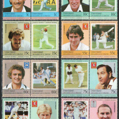 Union Island 1984 Mi 38/53 MNH - Jucatori de cricket