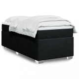VidaXL Pat box spring cu saltea, negru, 90x190 cm, textil