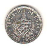 SV * Cuba 3 PESOS 1992 * CHE GUEVARA / Patria sau Moarte * AUNC +, America Centrala si de Sud