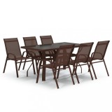 Set de servit masa pentru gradina, 7 piese, maro si negru