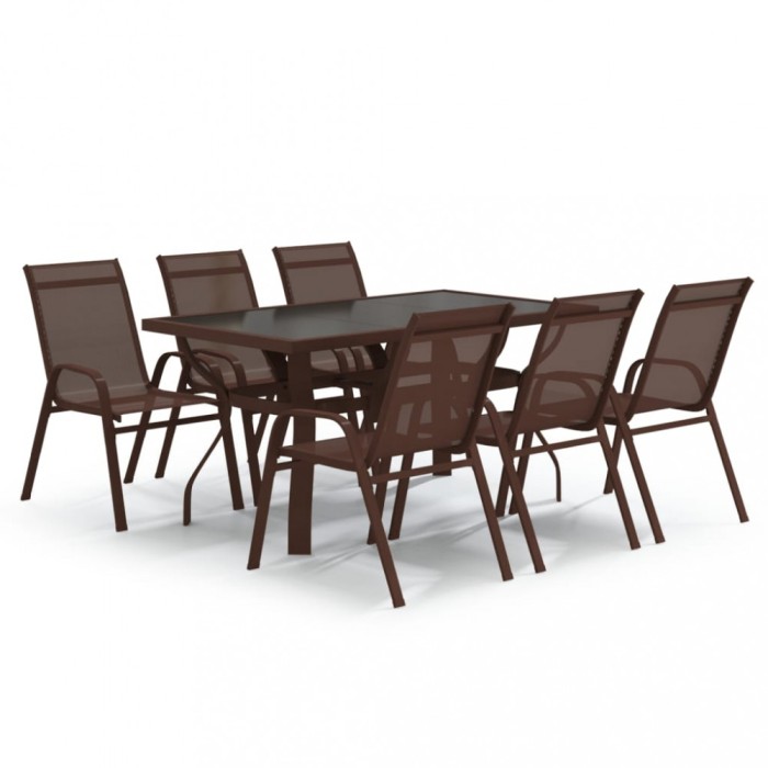 Set de servit masa pentru gradina, 7 piese, maro si negru
