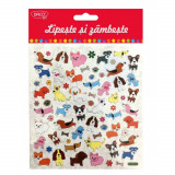 Cumpara ieftin Abtibilduri DACO Lipeste si Zambeste, Model Catei, Multicolor, 68 Buc/Set, Autocolante Copii, Stickere Decorative, Stickere pentru Copii, Abtibilduri