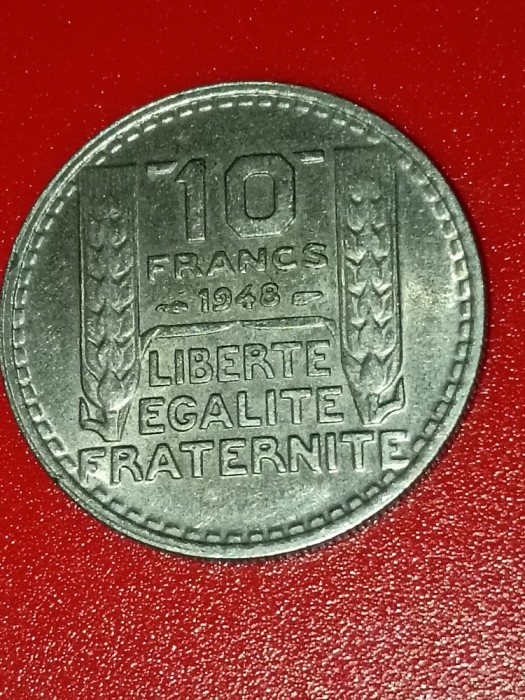 10 francs 1948 Franta, stare UNC + luciu (2) [poze]. Discount conform descriere [10 - 20 %. Vezi descrierea.].