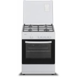 Aragaz Heinner HFSC-SME60WH, Gaz, 60X55 cm, 4 arzatoare, Dispozitiv siguranta, Capac metalic, Alb