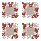 Set Suporturi Decorative de Crăciun din Fetru Bej Gri cu Fulgi Glitter Rosu, CMCLASS
