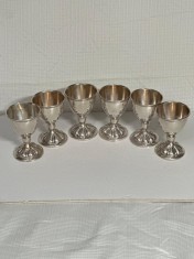 SET - 6 PAHARE Mici - ARGINT 800 - Pt. Servit Oua sau Tarie - Austria 1866-72 !