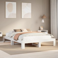 vidaXL Cadru de pat fără saltea, alb, 140x190 cm, lemn masiv de pin 3308745
