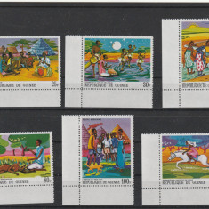 Guinea 1968-Legende africane,Basme,Fauna,Animale,serie 6 val.,MNH,Mi.480A-485A